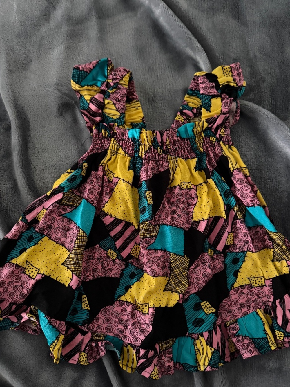 Disney Nightmare Before Christmas Sally Patchwork Ruffle Top 2T NWT